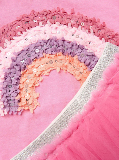 Miss Bright Pink Bow Applique Short Sleeve T-Shirt And Tutu Skirt Outfit Set image 4