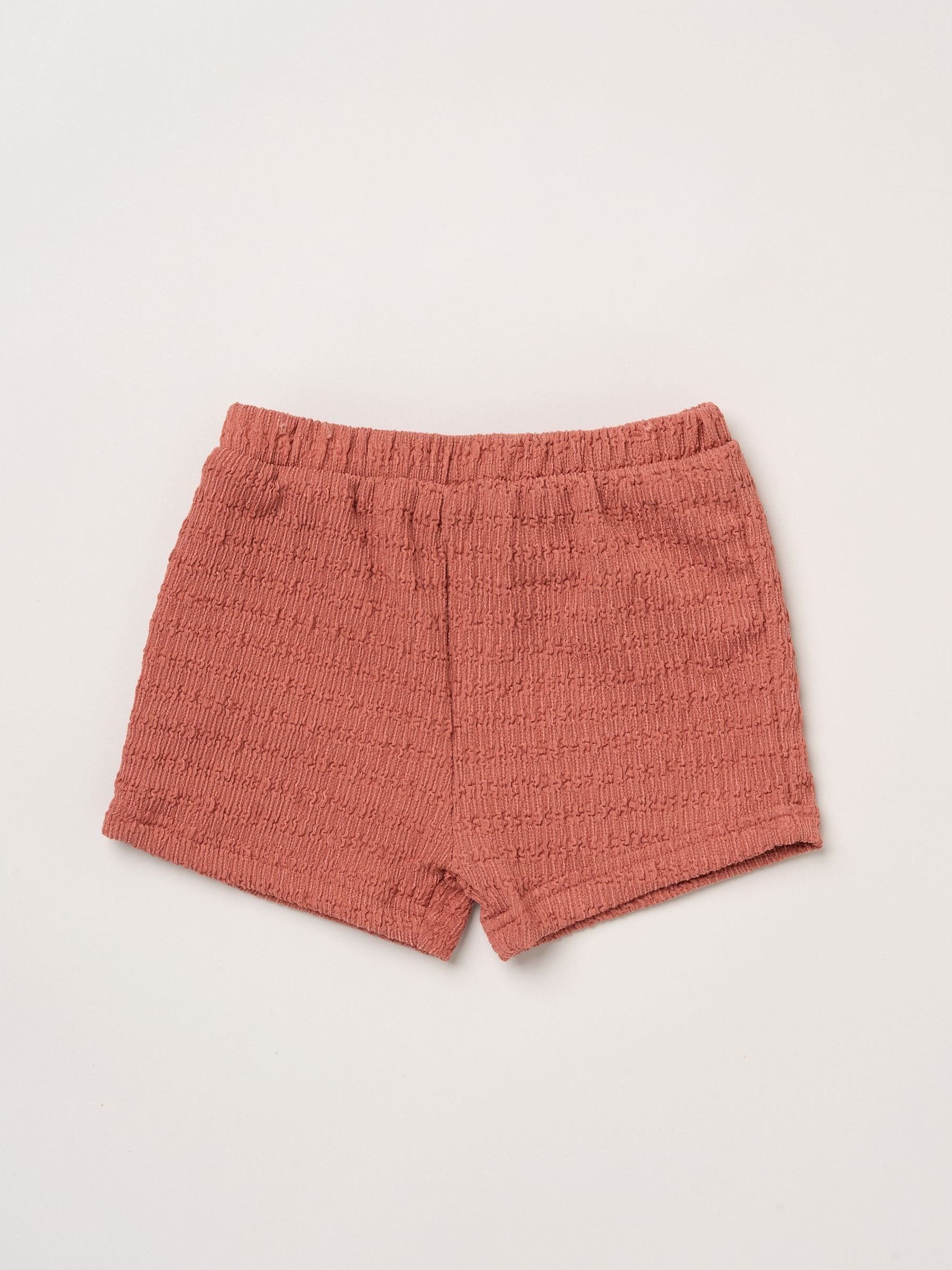 Miss Red Textured Top Shorts And Scrunchie Outfit Set image 5