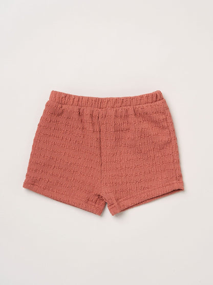 Miss Red Textured Top Shorts And Scrunchie Outfit Set image 5