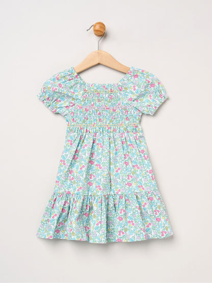 Miss Blue Floral Embroidered Smocked Dress with Headband image 2