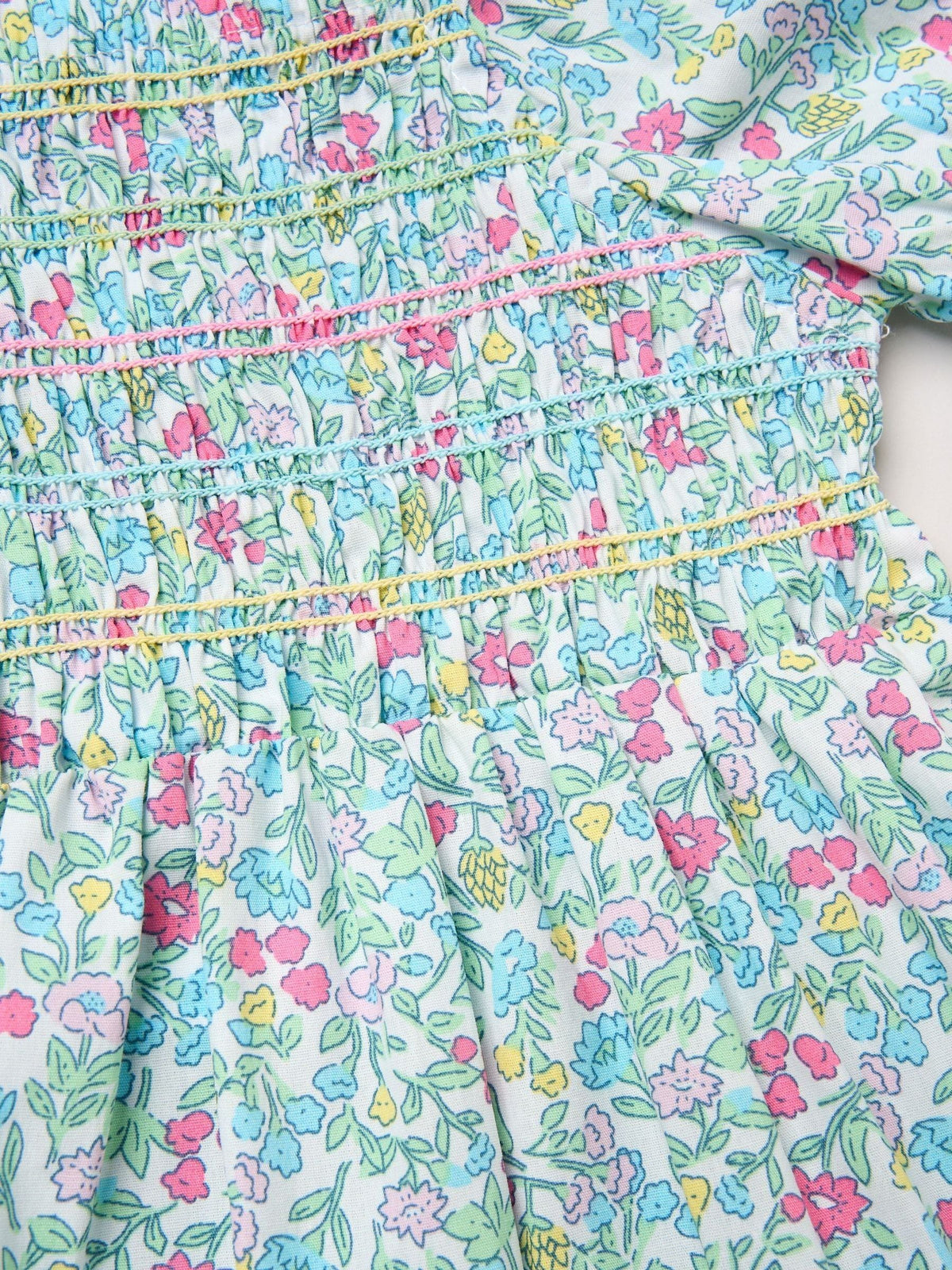 Dsiney Kidz - Miss Blue Floral Embroidered Smocked Dress with Headband image 3