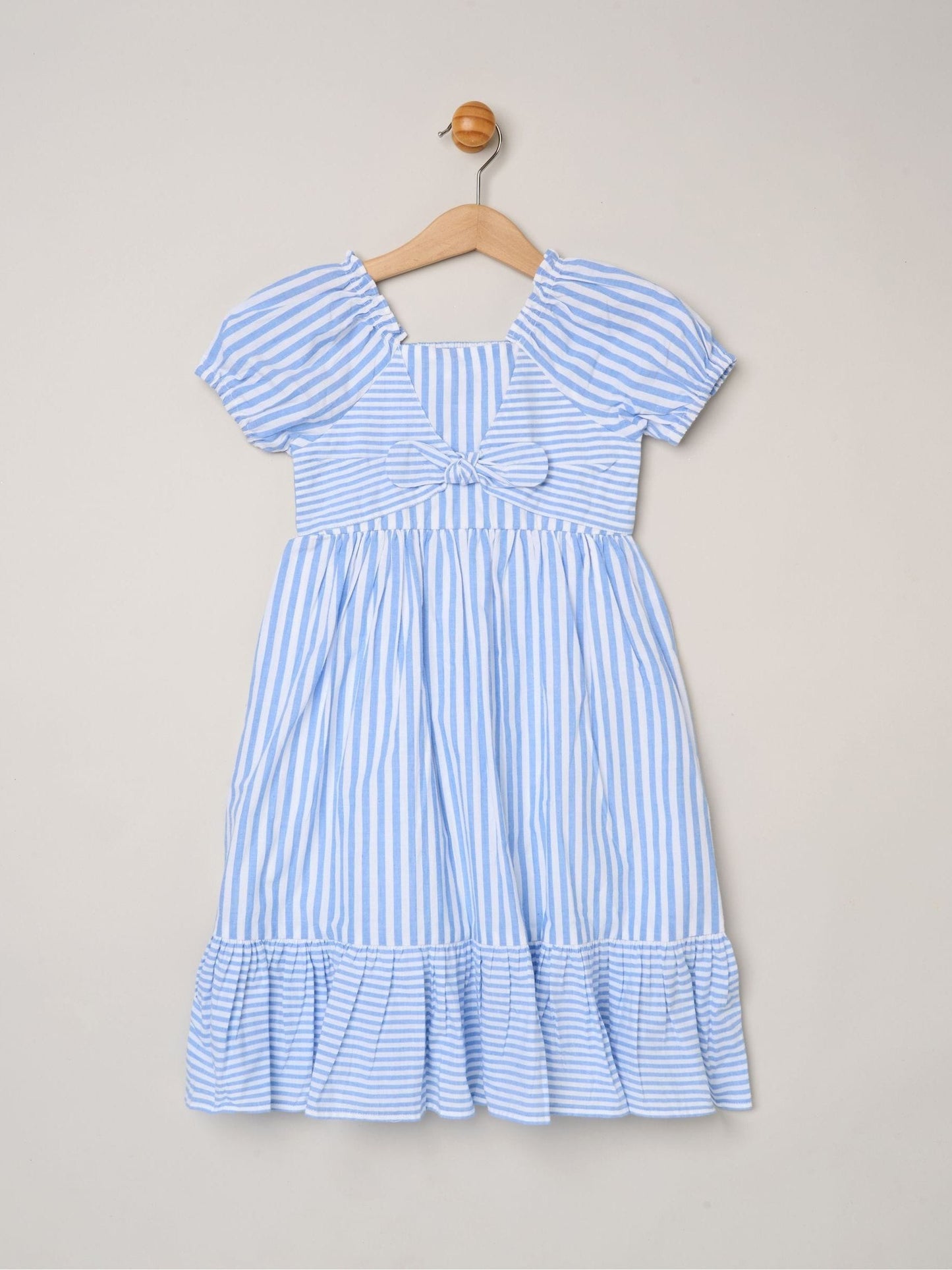 Dsiney Kidz - Miss Blue Puff Sleeve Stripe Dress And Hair Clips 2-Pack image 3