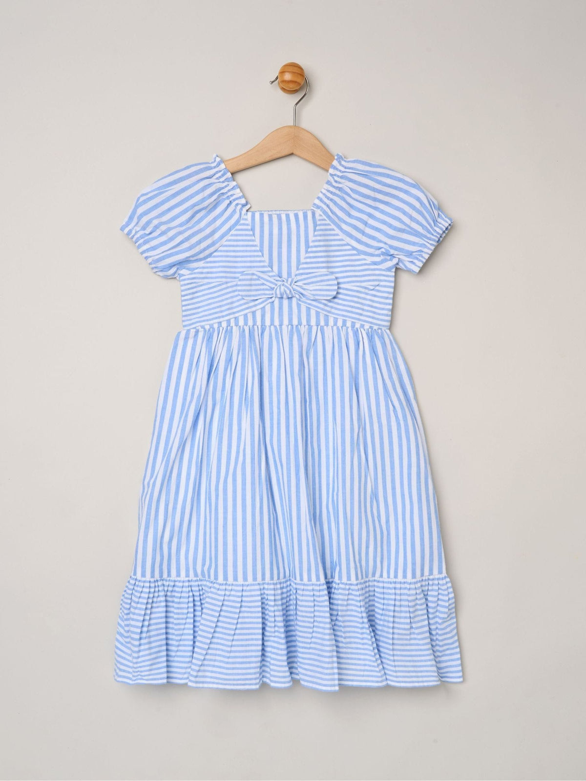 Dsiney Kidz - Miss Blue Puff Sleeve Stripe Dress And Hair Clips 2-Pack image 3