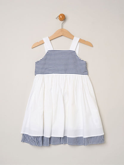 Dsiney Kidz - Miss White Stripe Panel Bow Back Dress image 1
