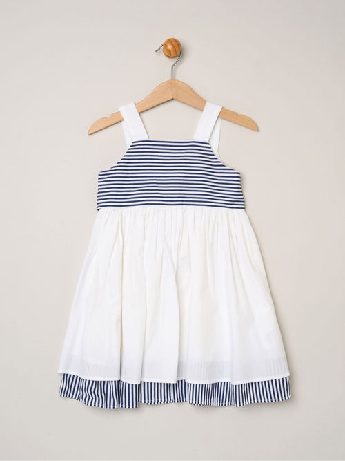 Dsiney Kidz - Miss White Stripe Panel Bow Back Dress image 1