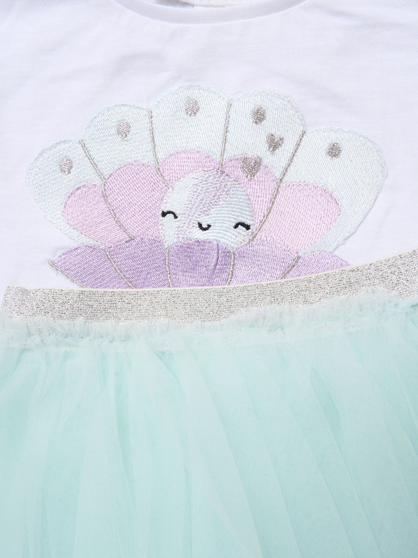 Miss Baby Blue Bow Applique Short Sleeve T-Shirt And Tutu Skirt Outfit Set image 3