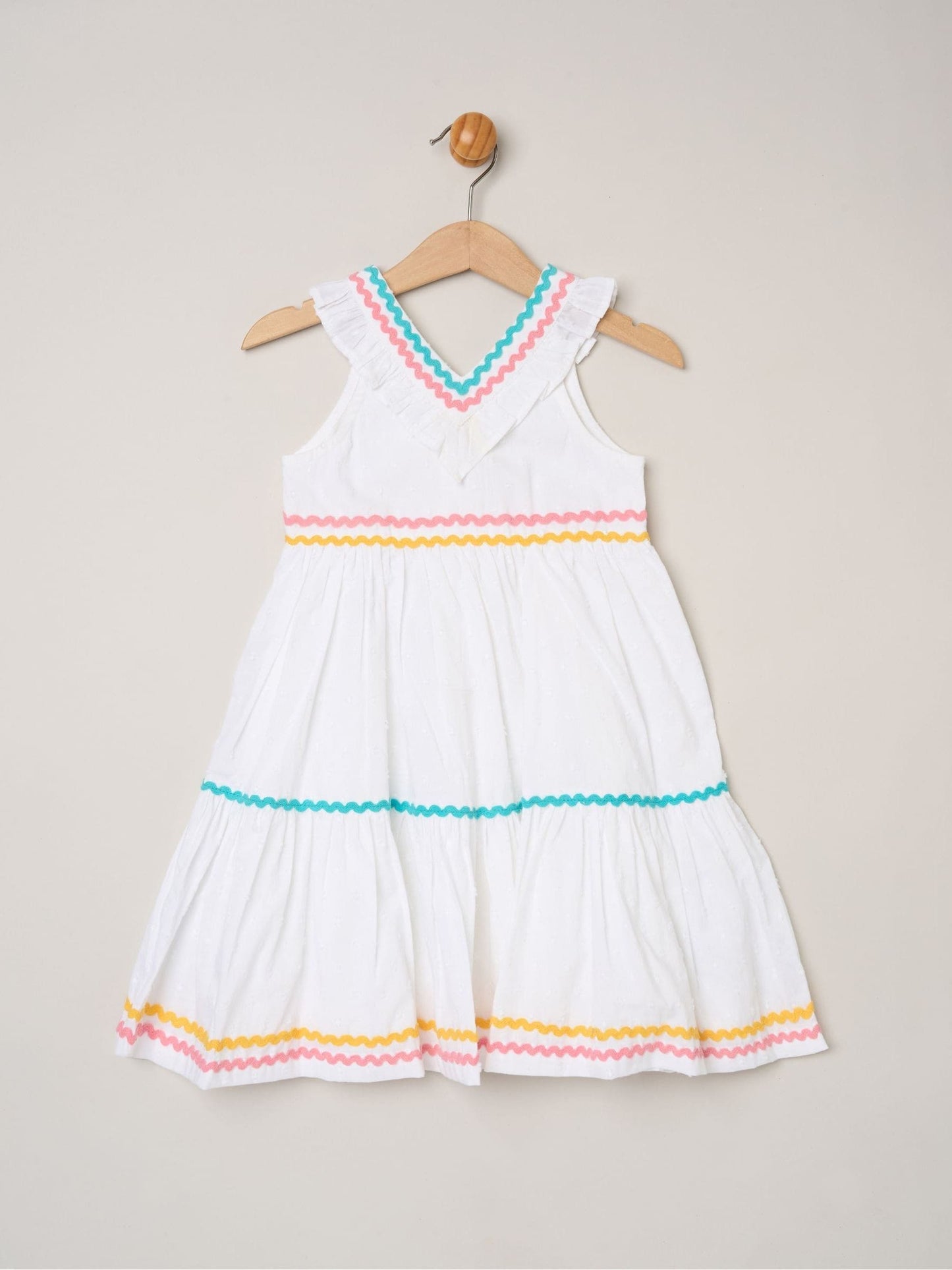 Dsiney Kidz - Miss White Ric Rac Trim Frill Dress image 1
