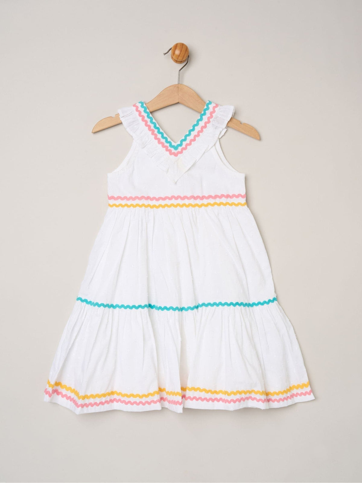Dsiney Kidz - Miss White Ric Rac Trim Frill Dress image 1