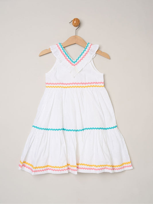 Dsiney Kidz - Miss White Ric Rac Trim Frill Dress image 1