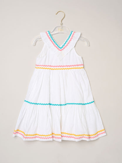 Dsiney Kidz - Miss White Ric Rac Trim Frill Dress image 2