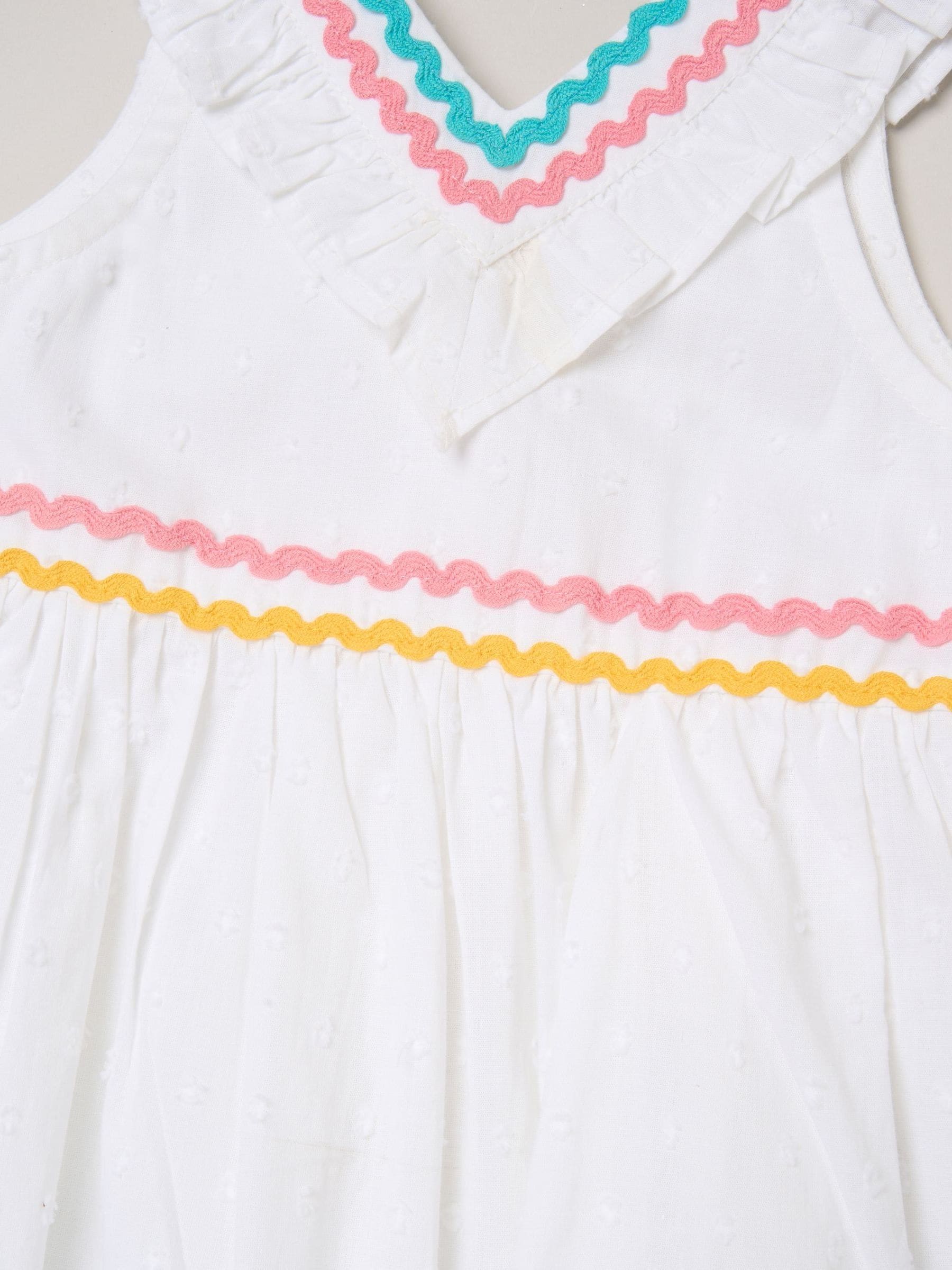 Dsiney Kidz - Miss White Ric Rac Trim Frill Dress image 3