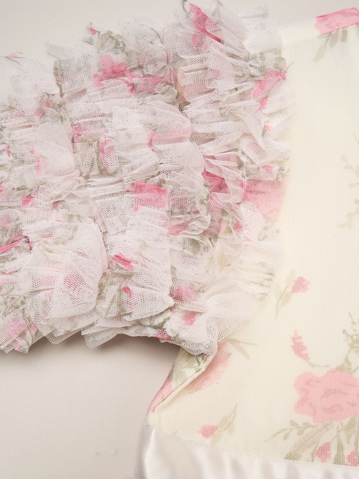 Dsiney Kidz - Miss White Floral Mesh Dress with Ruffle Sleeves image 3