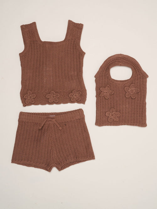 Dsiney Kidz - Miss Brown Scallop Floral Set With Strappy Top, Shorts & Bag 3 Piece image 1