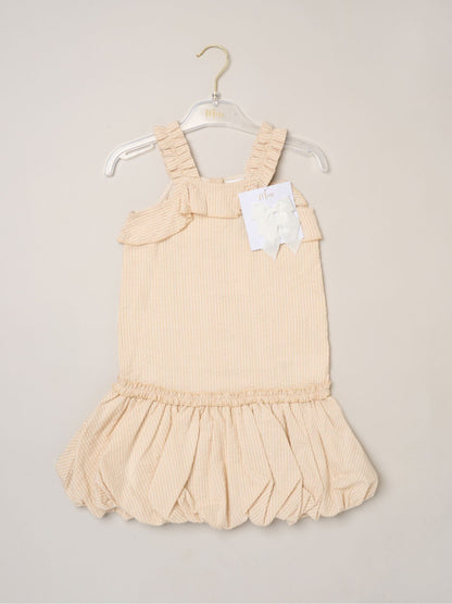 Dsiney Kidz - Miss Brown Striped Bubble Hem Dress with Frill and 2-Pack Hairclips image 2