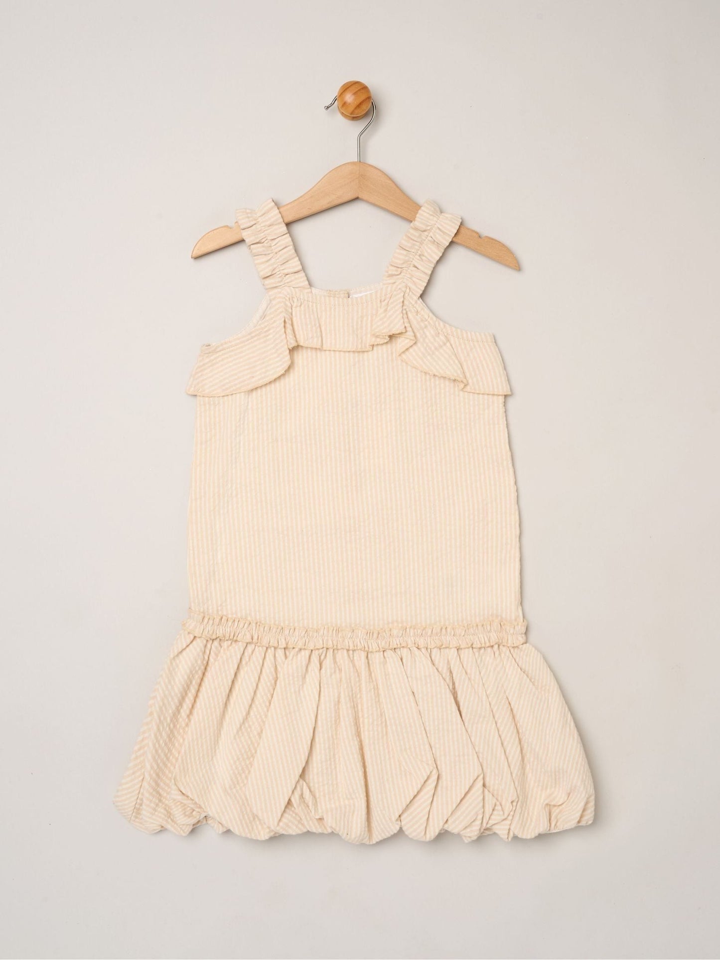 Dsiney Kidz - Miss Brown Striped Bubble Hem Dress with Frill and 2-Pack Hairclips image 3