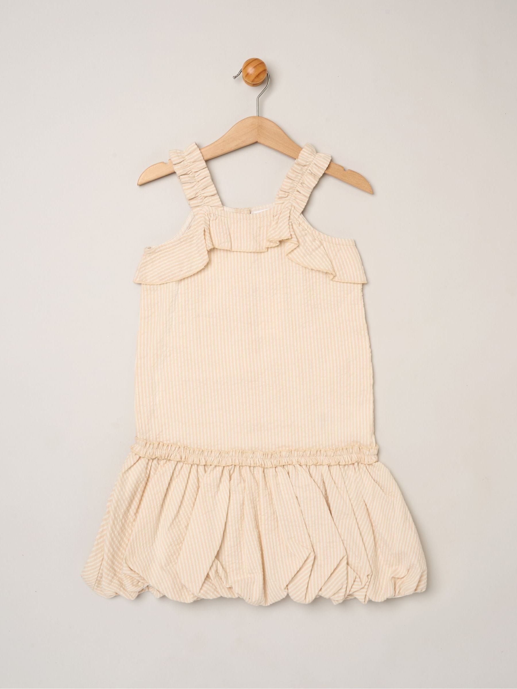 Dsiney Kidz - Miss Brown Striped Bubble Hem Dress with Frill and 2-Pack Hairclips image 3