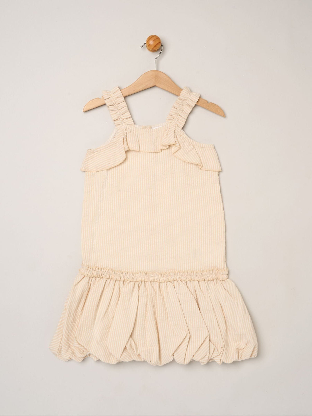 Dsiney Kidz - Miss Brown Striped Bubble Hem Dress with Frill and 2-Pack Hairclips image 3