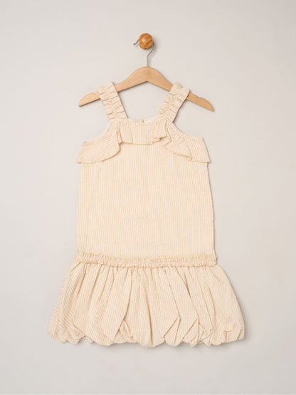 Dsiney Kidz - Miss Brown Striped Bubble Hem Dress with Frill and 2-Pack Hairclips image 3