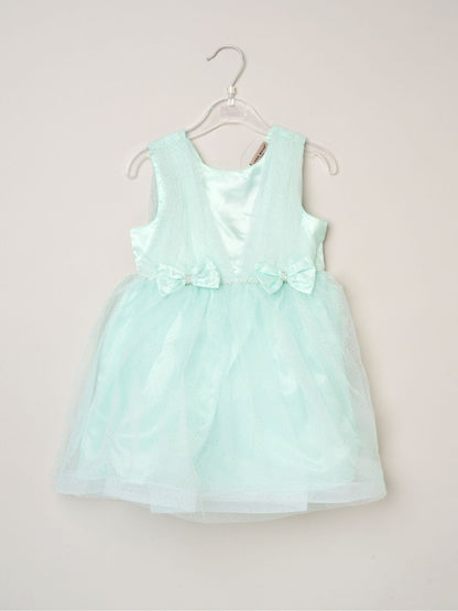 Dsiney Kidz - Miss Green Tulle Dress With Rhinestone And Bows Set image 2