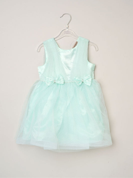 Dsiney Kidz - Miss Green Tulle Dress With Rhinestone And Bows Set image 2