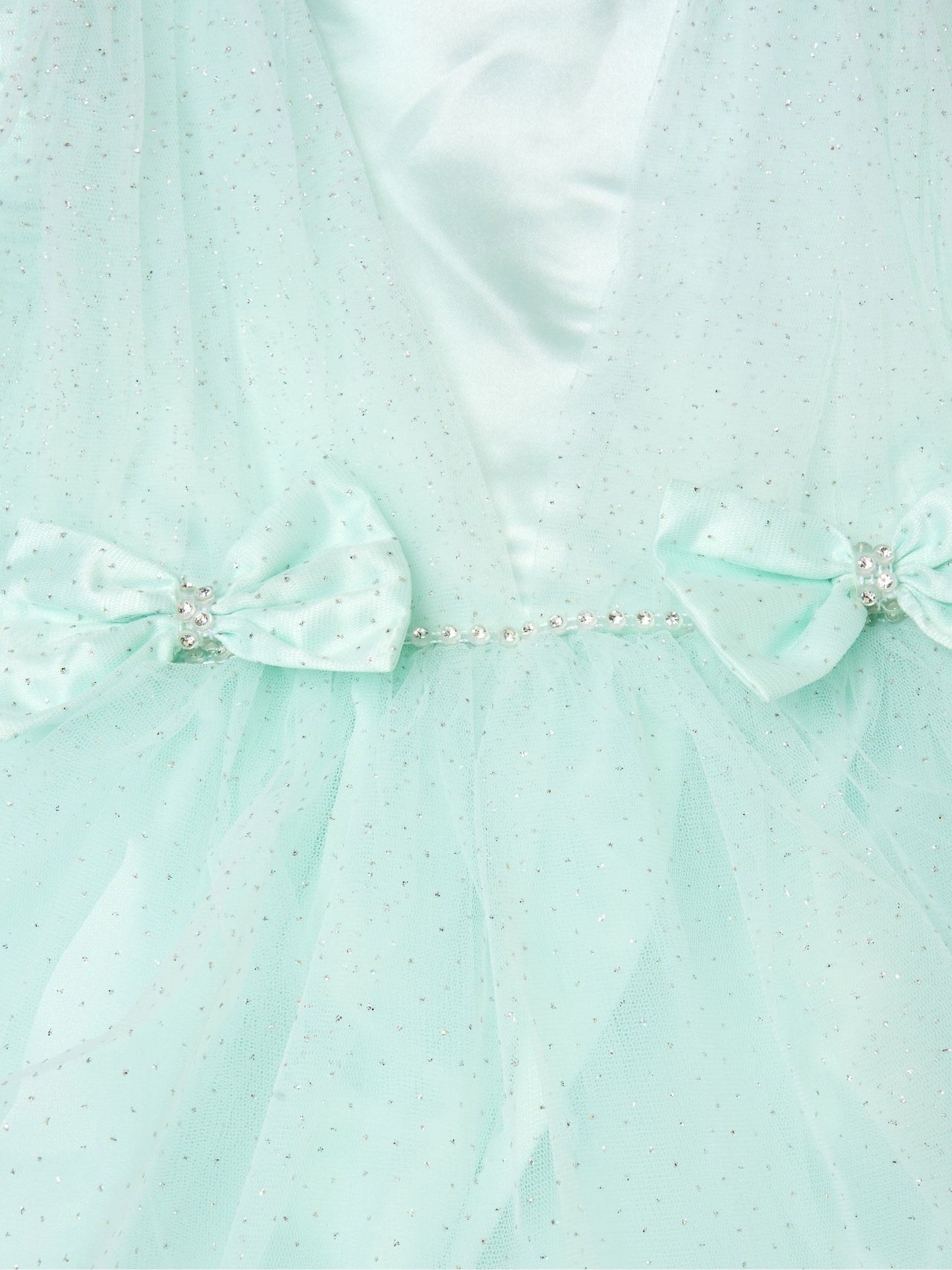 Dsiney Kidz - Miss Green Tulle Dress With Rhinestone And Bows Set image 3