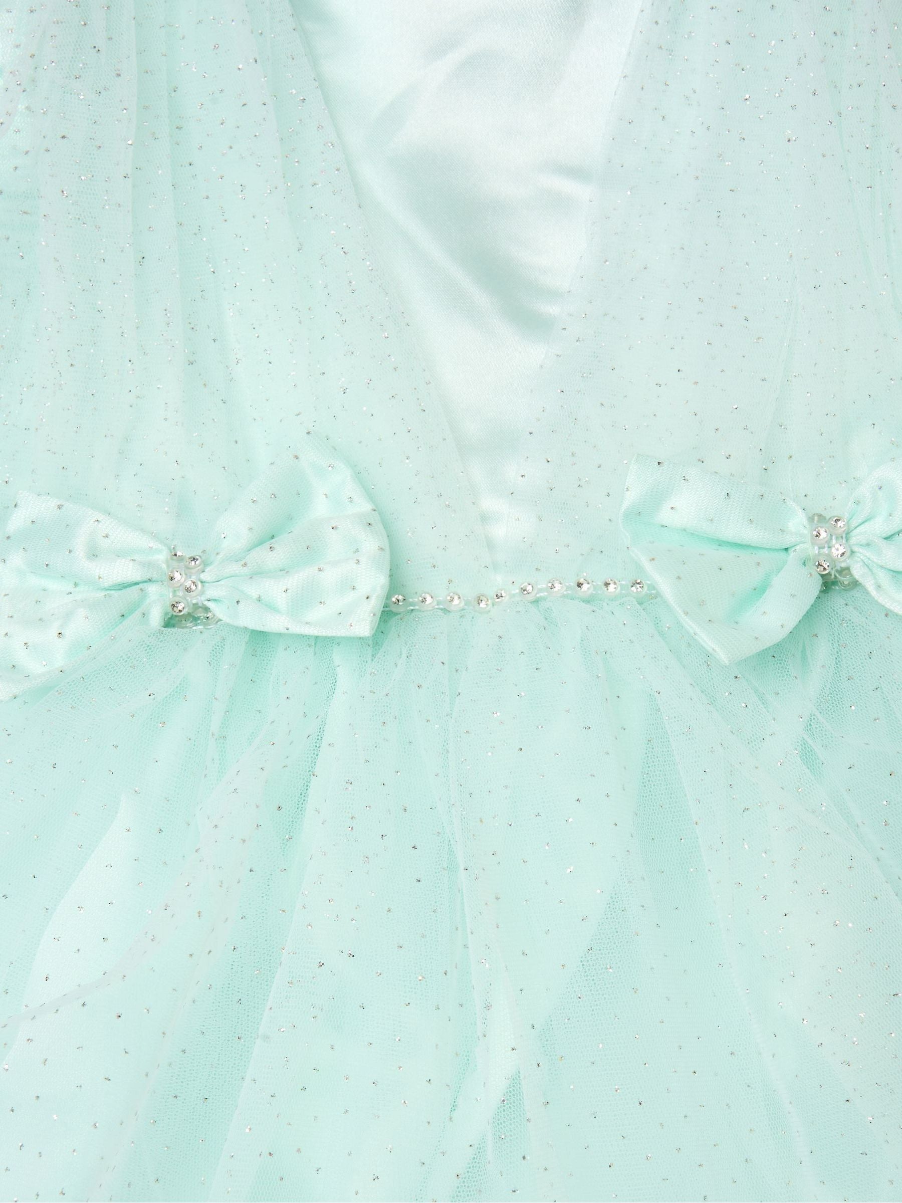 Dsiney Kidz - Miss Green Tulle Dress With Rhinestone And Bows Set image 3