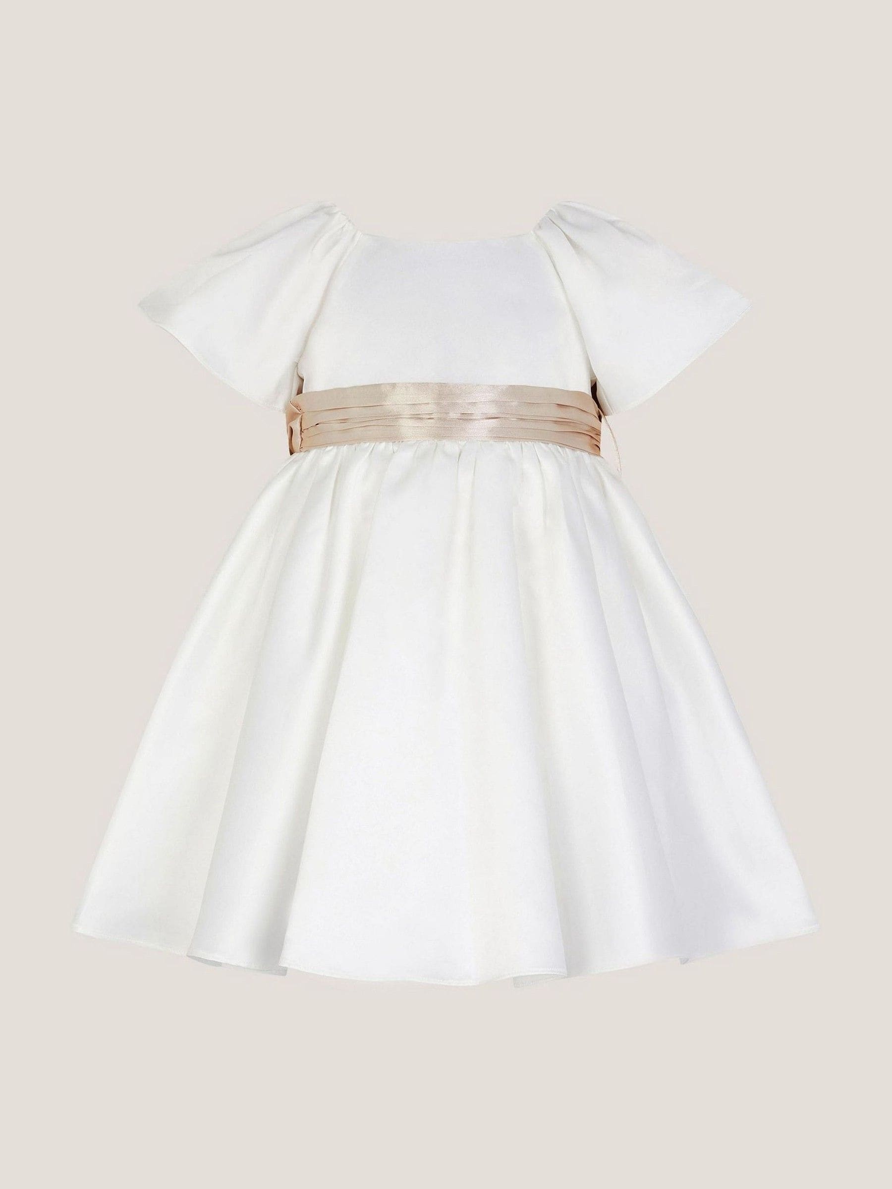 Monsoon Cream Baby Angelica Satin Bow Dress image 1