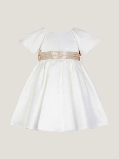Monsoon Cream Baby Angelica Satin Bow Dress image 1