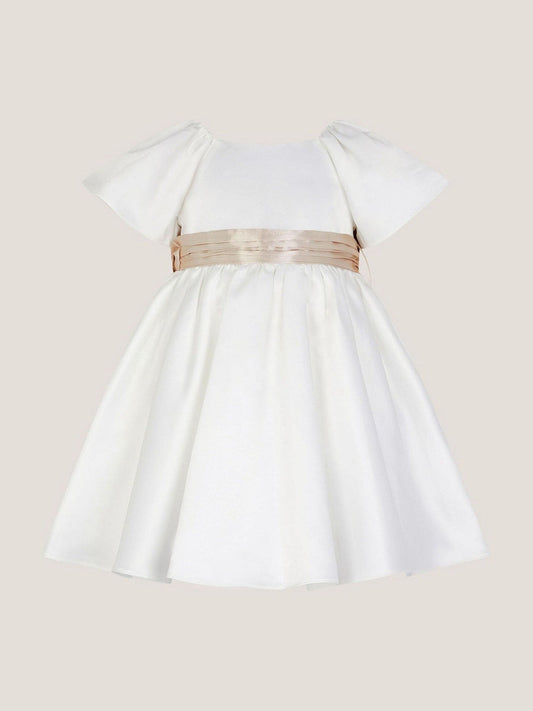 Monsoon Cream Baby Angelica Satin Bow Dress image 1