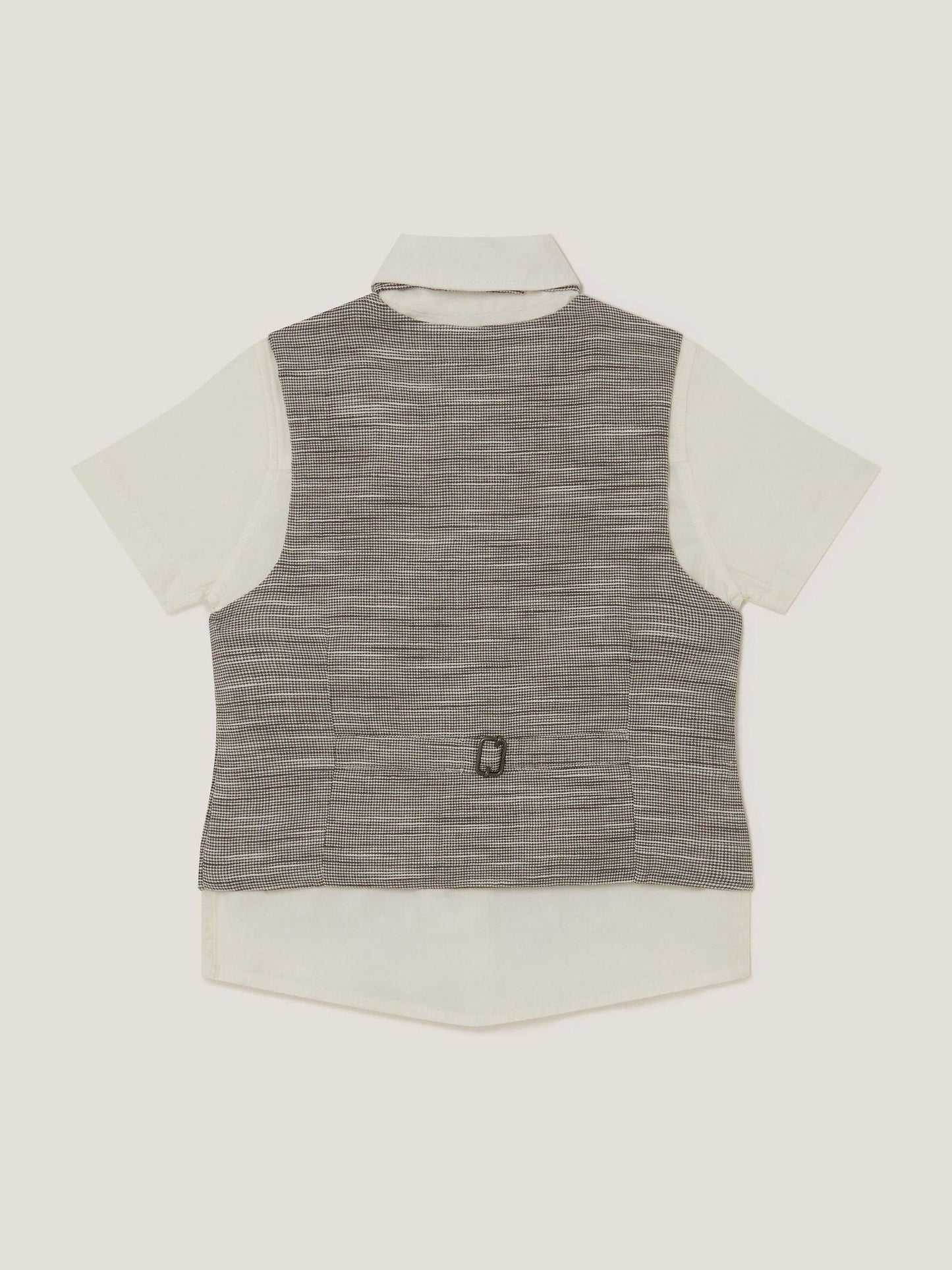Monsoon Cream Greyson Houndstooth Waistcoat & Shirt Set 3 Piece image 2