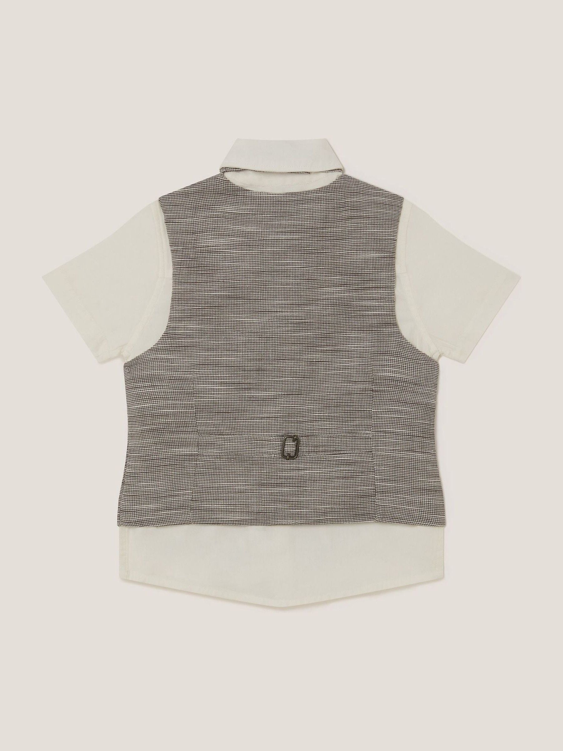 Monsoon Cream Greyson Houndstooth Waistcoat & Shirt Set 3 Piece image 2