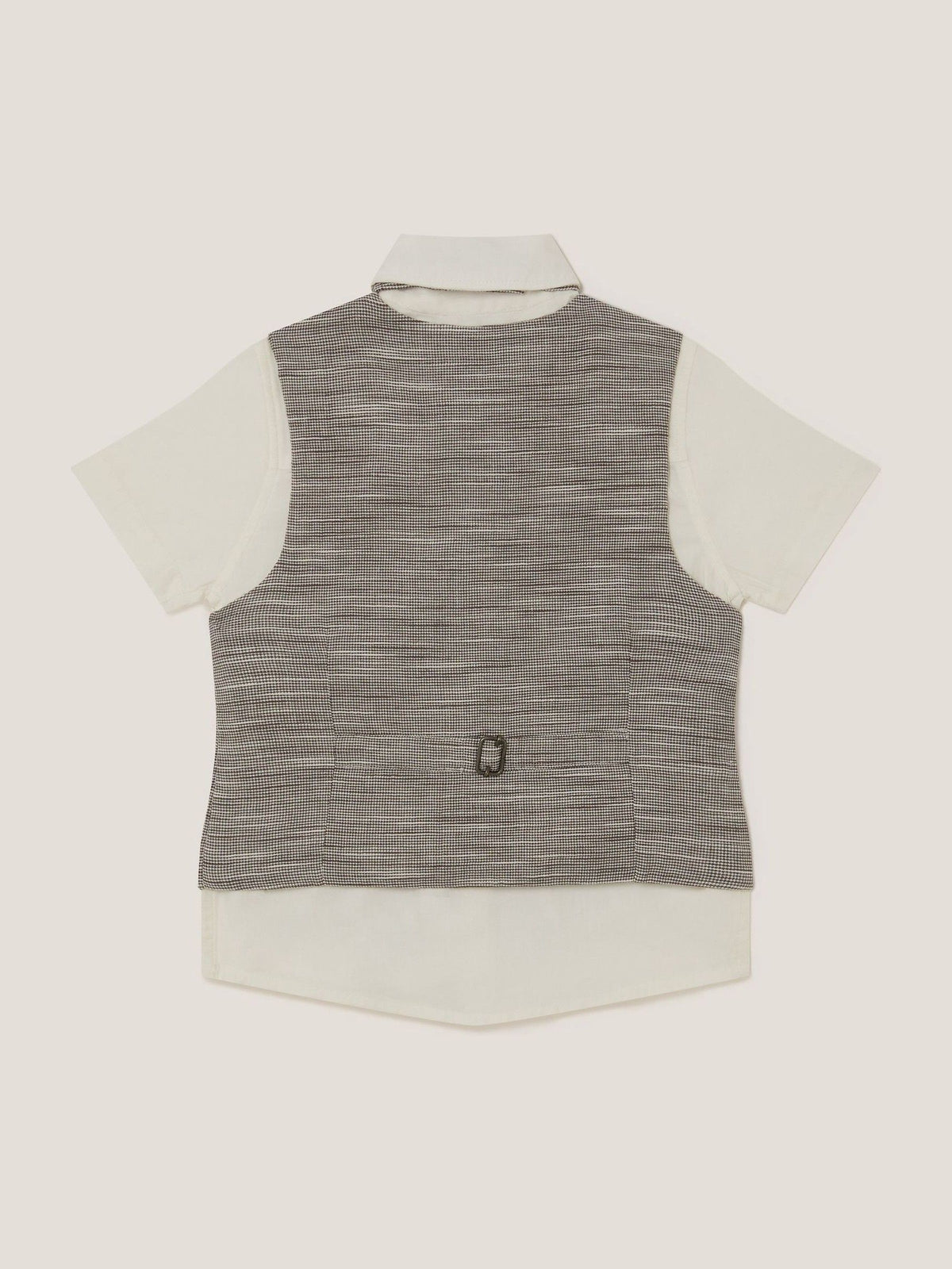 Monsoon Cream Greyson Houndstooth Waistcoat & Shirt Set 3 Piece image 2