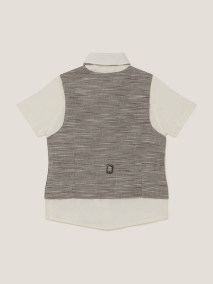 Monsoon Cream Greyson Houndstooth Waistcoat & Shirt Set 3 Piece image 2