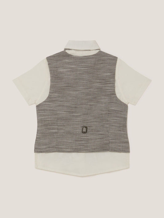 Monsoon Cream Greyson Houndstooth Waistcoat & Shirt Set 3 Piece image 2