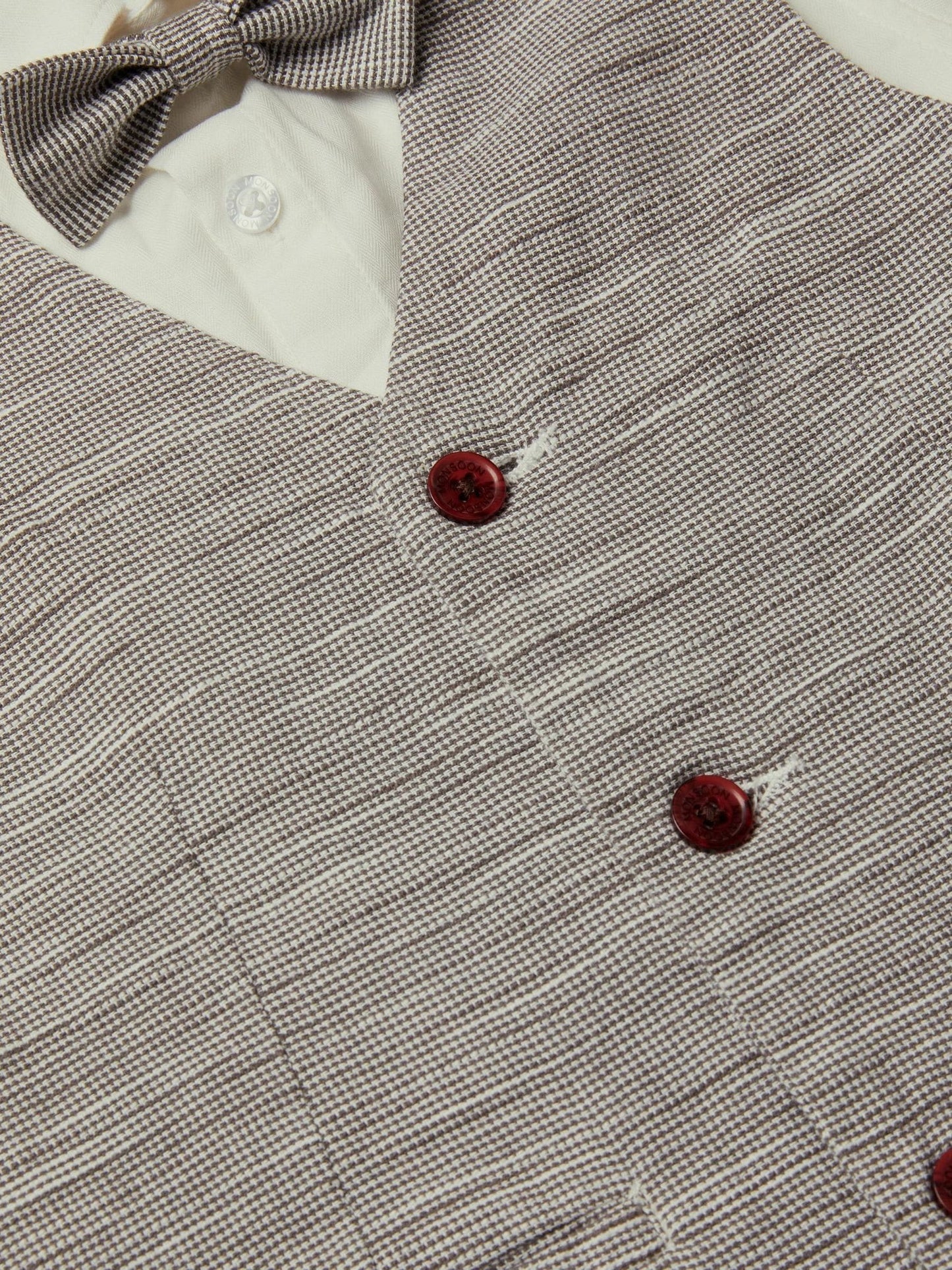 Monsoon Cream Greyson Houndstooth Waistcoat & Shirt Set 3 Piece image 3
