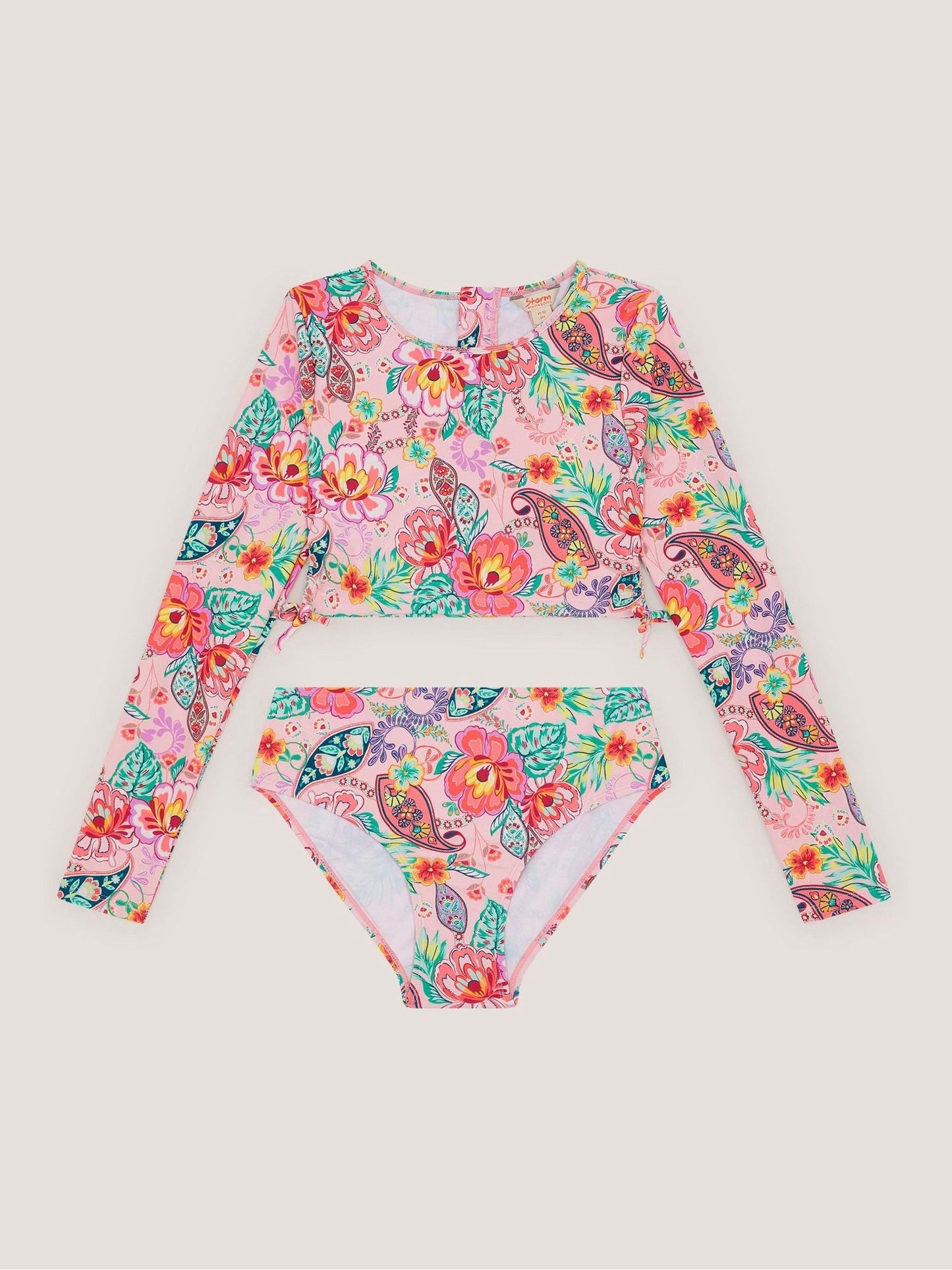 Dsiney Kidz - Monsoon Pink Floral Paisley UPF50+ Cropped Rash Vests Set image 1
