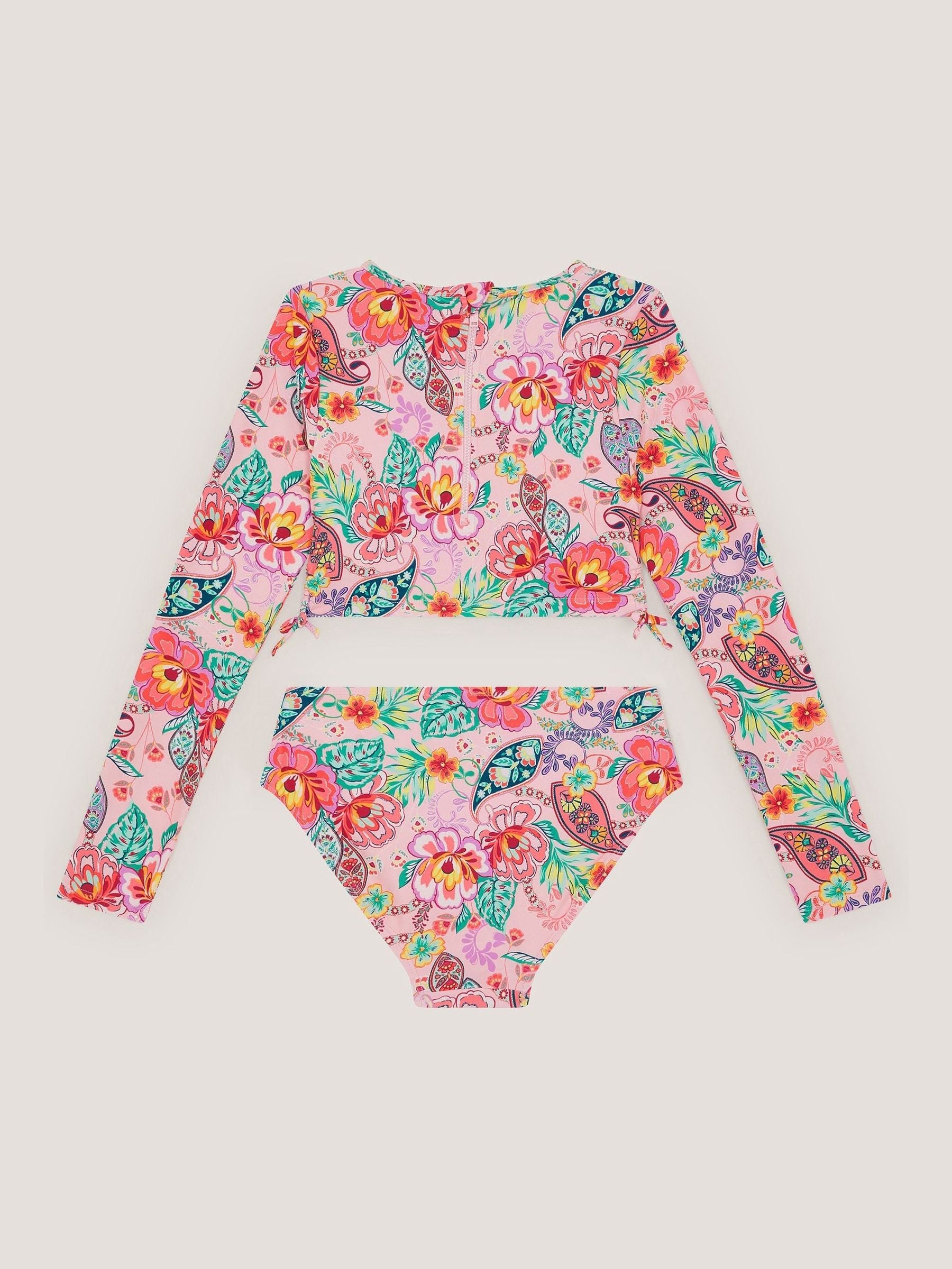 Dsiney Kidz - Monsoon Pink Floral Paisley UPF50+ Cropped Rash Vests Set image 2