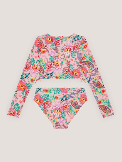 Dsiney Kidz - Monsoon Pink Floral Paisley UPF50+ Cropped Rash Vests Set image 2
