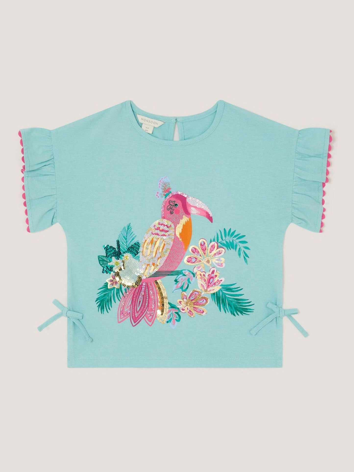 Monsoon Green Tina Tropical Toucan Embellished T-Shirt image 1
