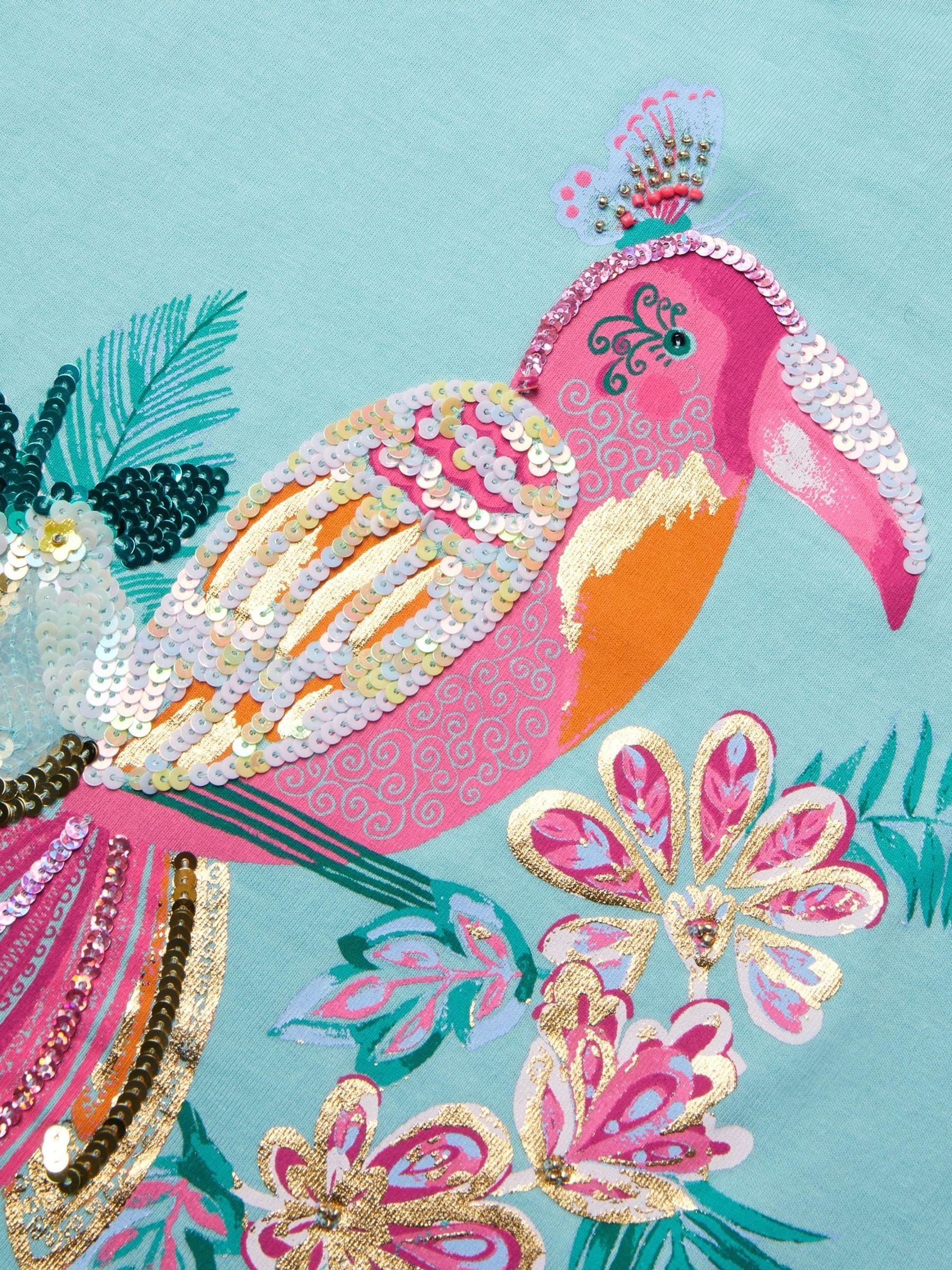 Monsoon Green Tina Tropical Toucan Embellished T-Shirt image 3