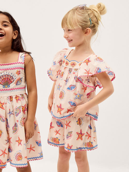Dsiney Kidz - Monsoon Cream Shell Print Top & Shorts Set image 1