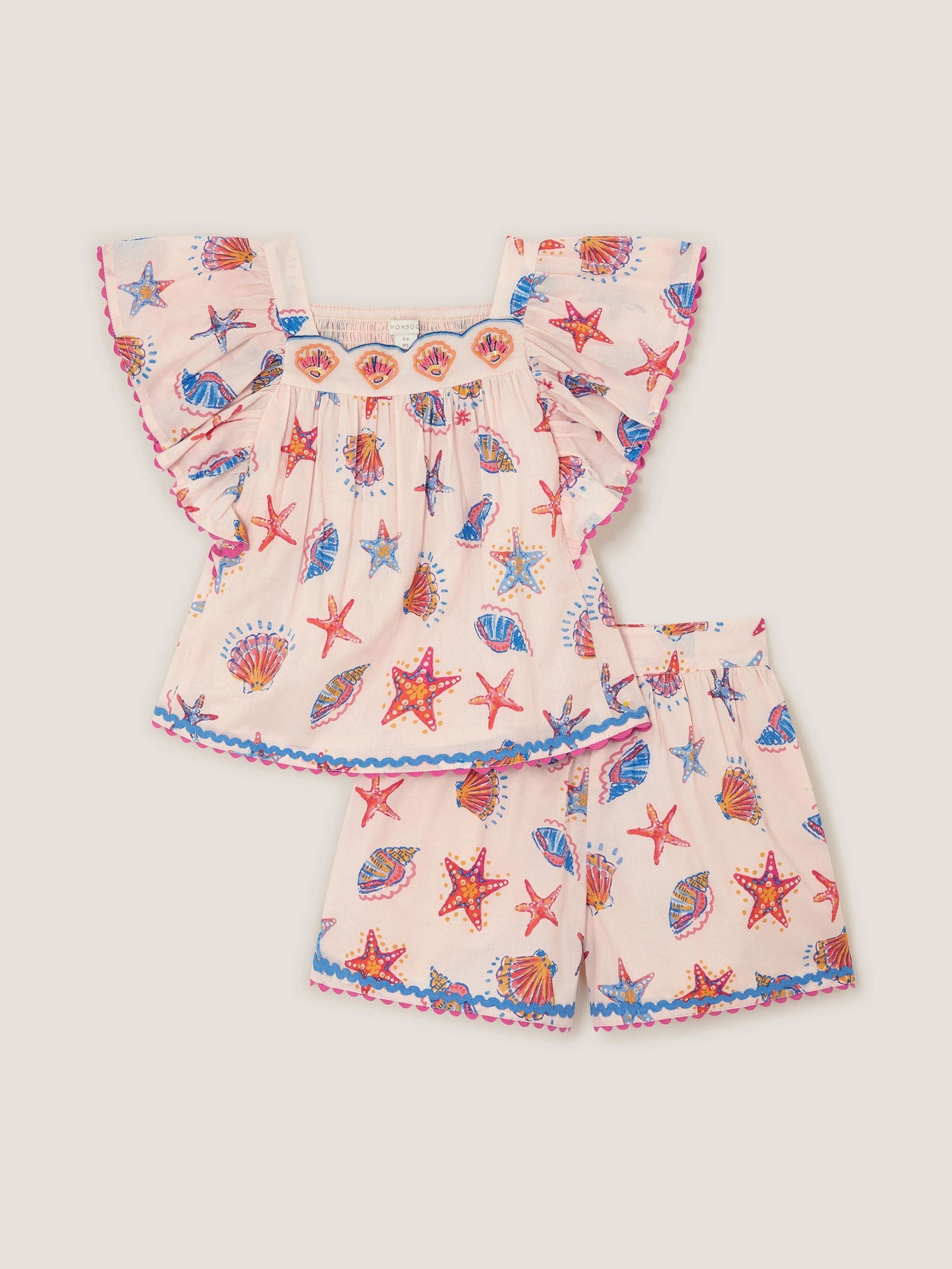Monsoon Cream Shell Print Top & Shorts Set image 2