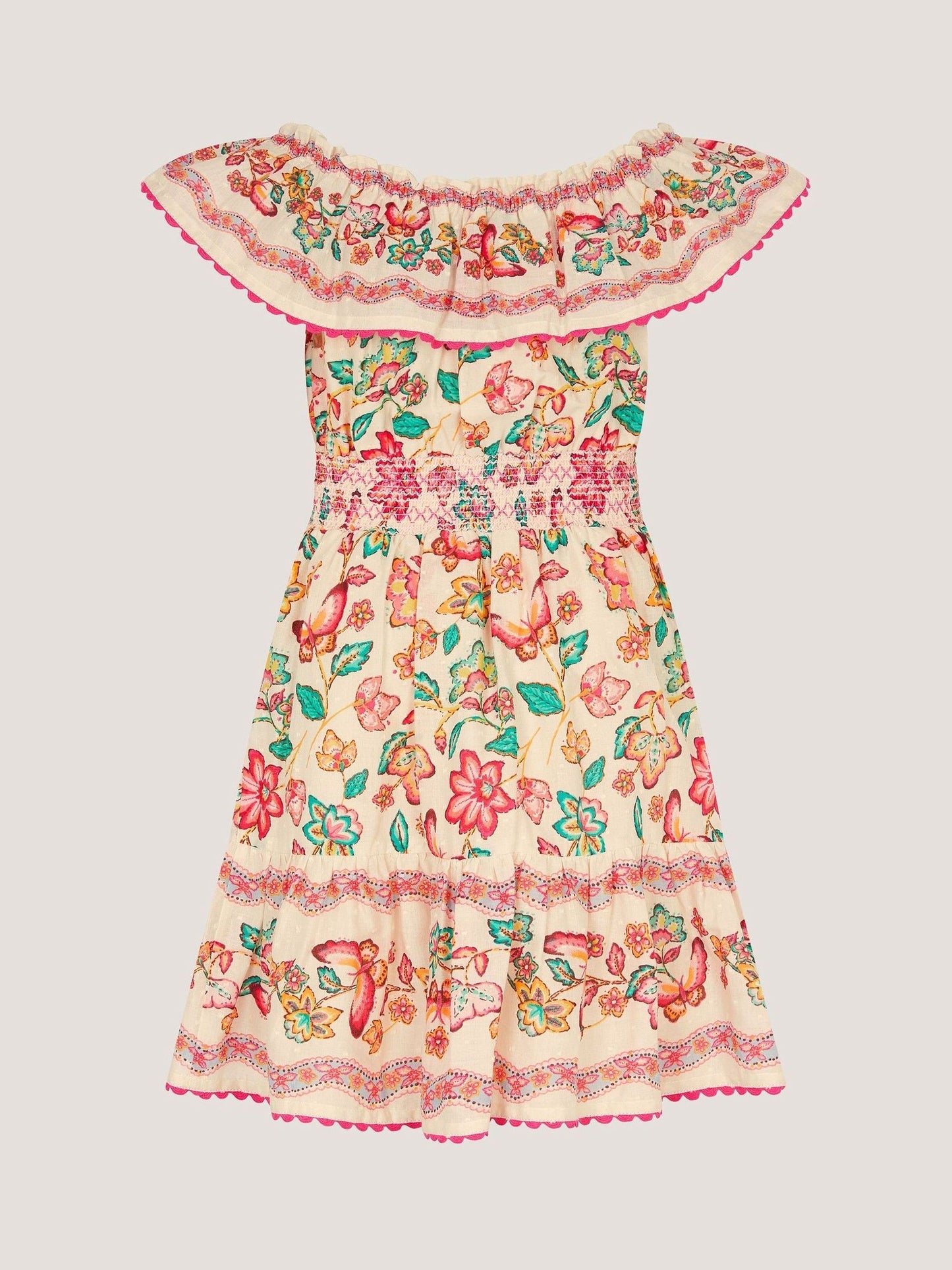 Monsoon Cream Jelena Butterfly Print Bardot Dress image 2