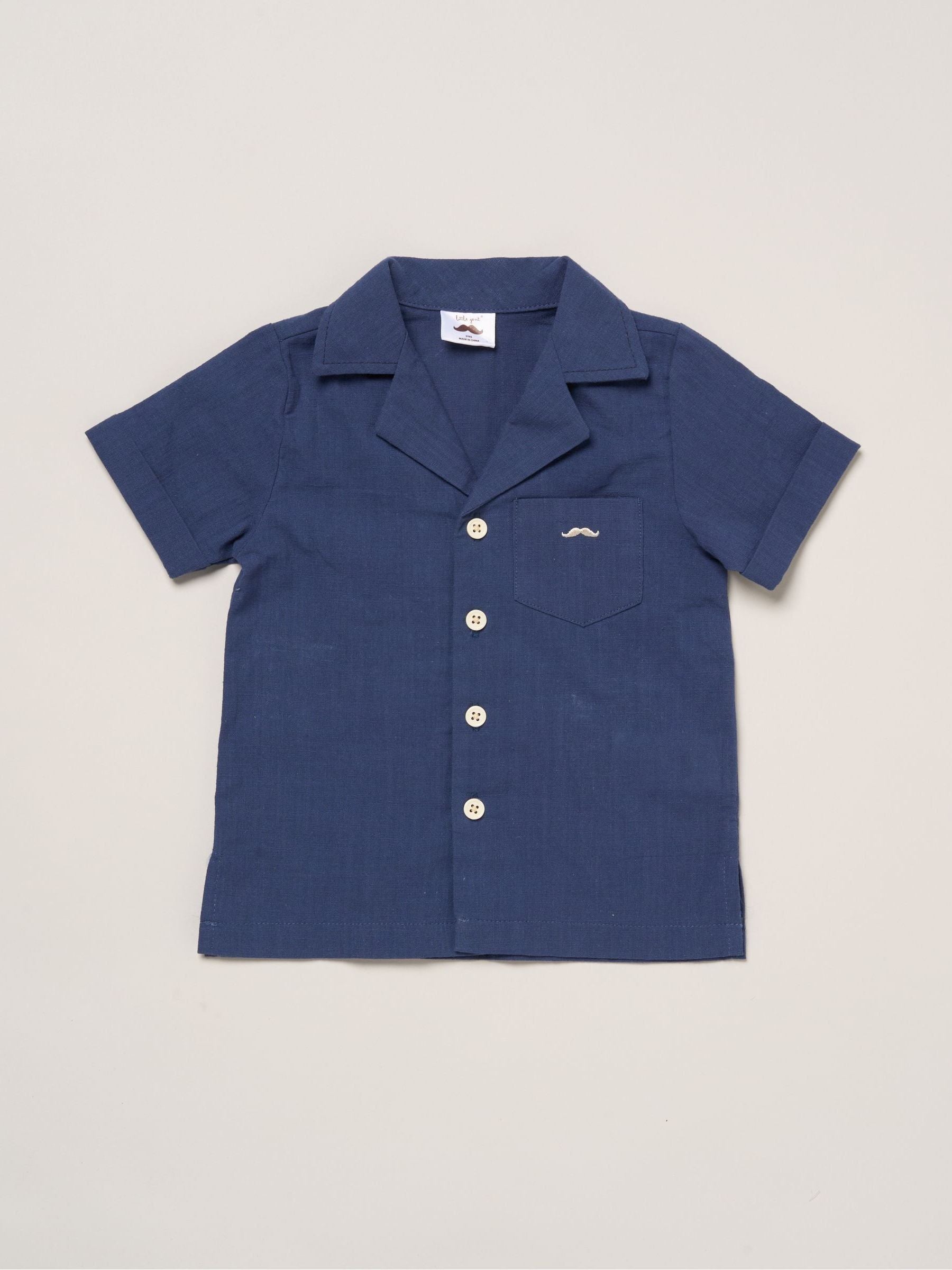Dsiney Kidz - Little Gent Blue Woven Shirt Stripe Shorts And Fedora Hat image 3