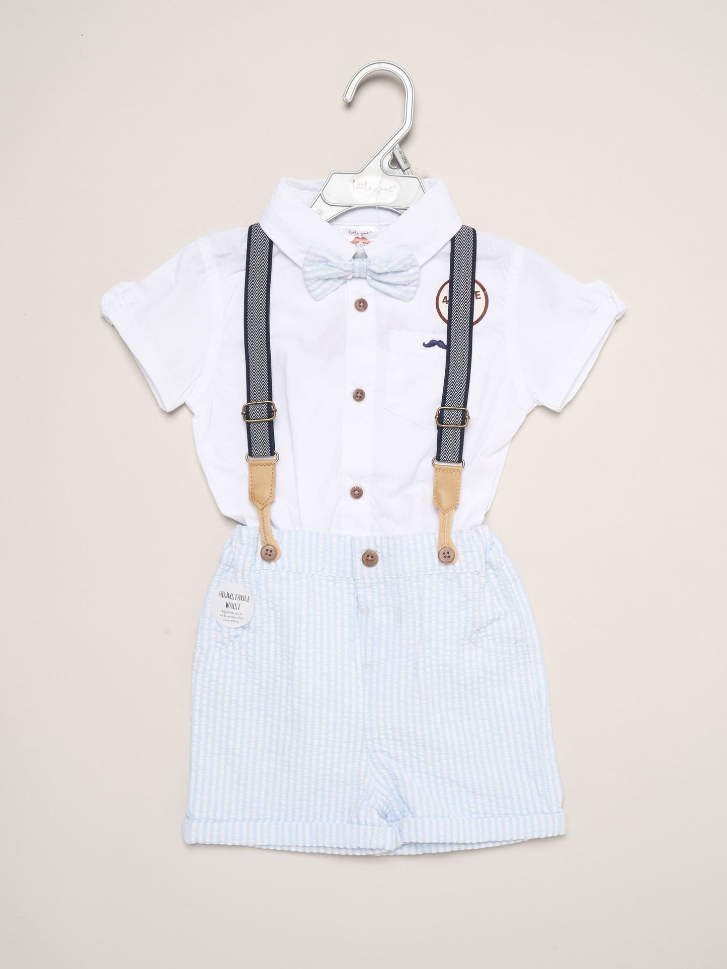 Little Gent Blue Mock Shirt Bodysuit image 2