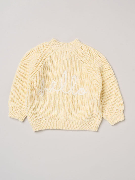 Dsiney Kidz - Rock-A-Bye Baby Boutique Yellow Text Embroidered Knitted Cardigan image 1