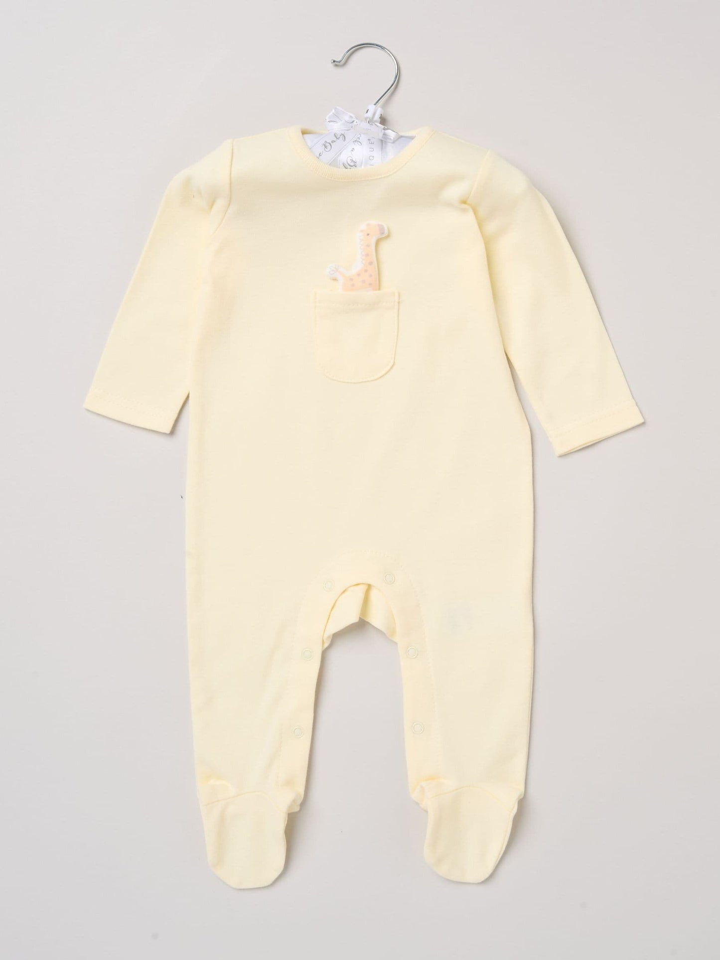 Rock-A-Bye Baby Boutique Light Yelllow Sleepsuit With Appliqué Bear With Cloud Pocket image 1