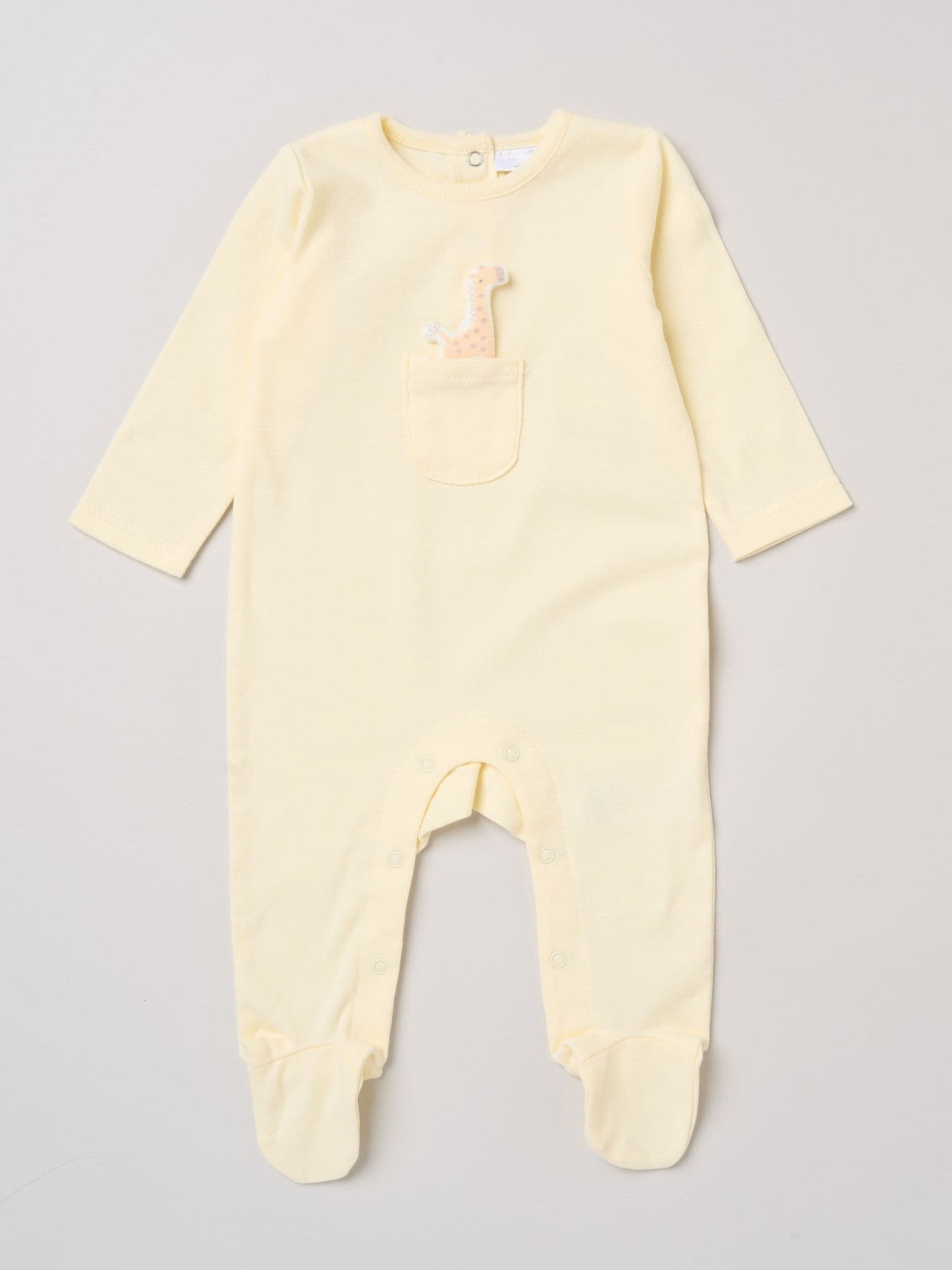Rock-A-Bye Baby Boutique Light Yelllow Sleepsuit With Appliqué Bear With Cloud Pocket image 2
