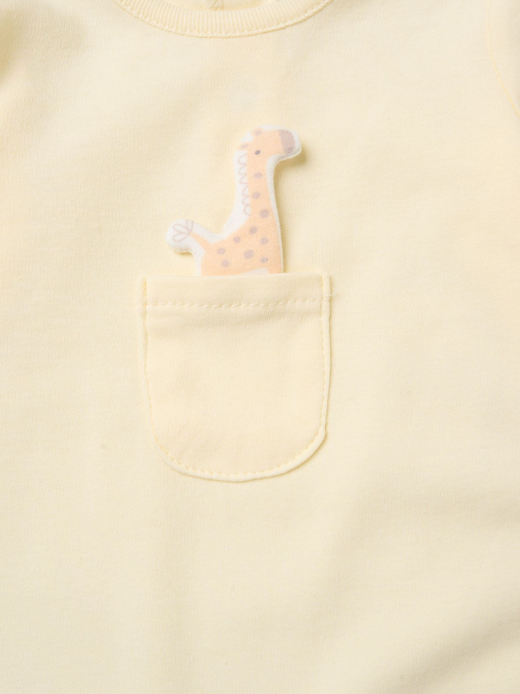 Rock-A-Bye Baby Boutique Light Yelllow Sleepsuit With Appliqué Bear With Cloud Pocket image 3