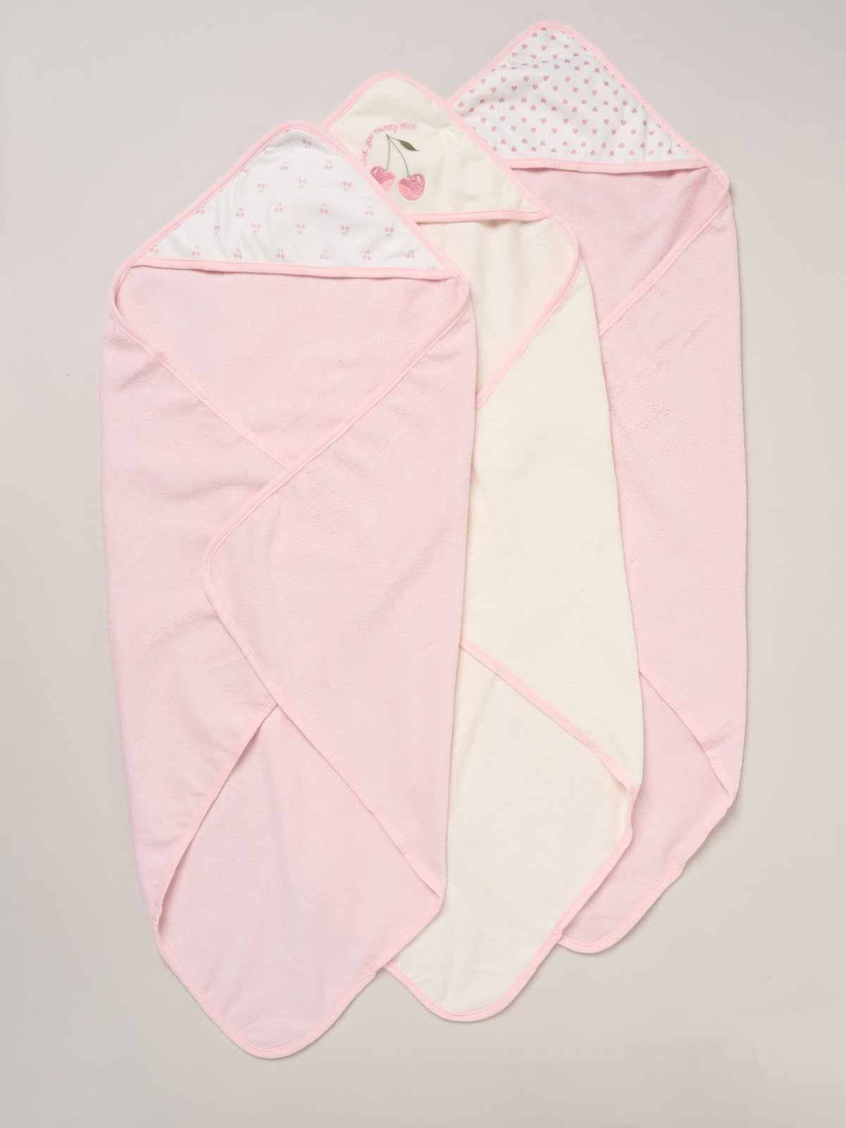Rock-A-Bye Baby Boutique Cherry Pink Hooded Towels And Wash Cloth Set 3 Pack - image 1